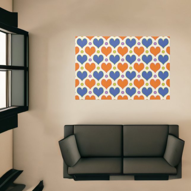 Love Hearts & Polka Dots pattern in Blue & Orange Rug (Insitu (Indoor 1))