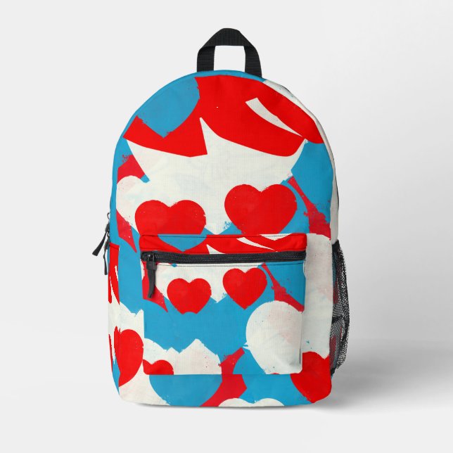 Love Hearts Printed Backpack (Front)