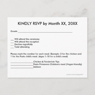 Love Hearts & Purple Thistle RSVP Menu Postcard