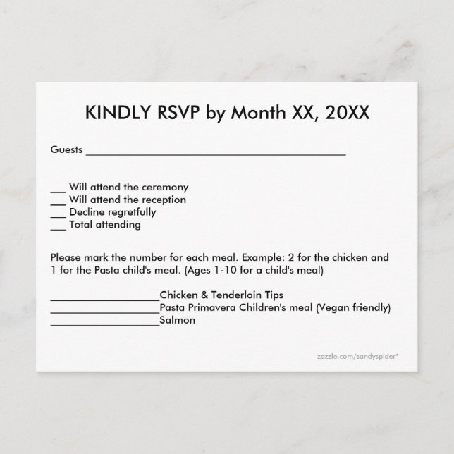 Love Hearts & Purple Thistle RSVP Menu Postcard (Front)