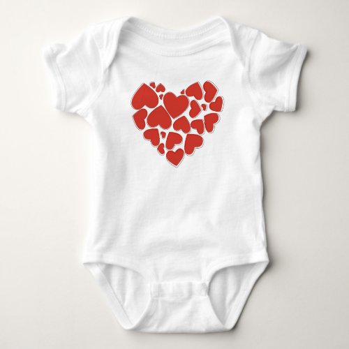 Love Hearts Red Hearts Valentines Day Baby Bodysuit