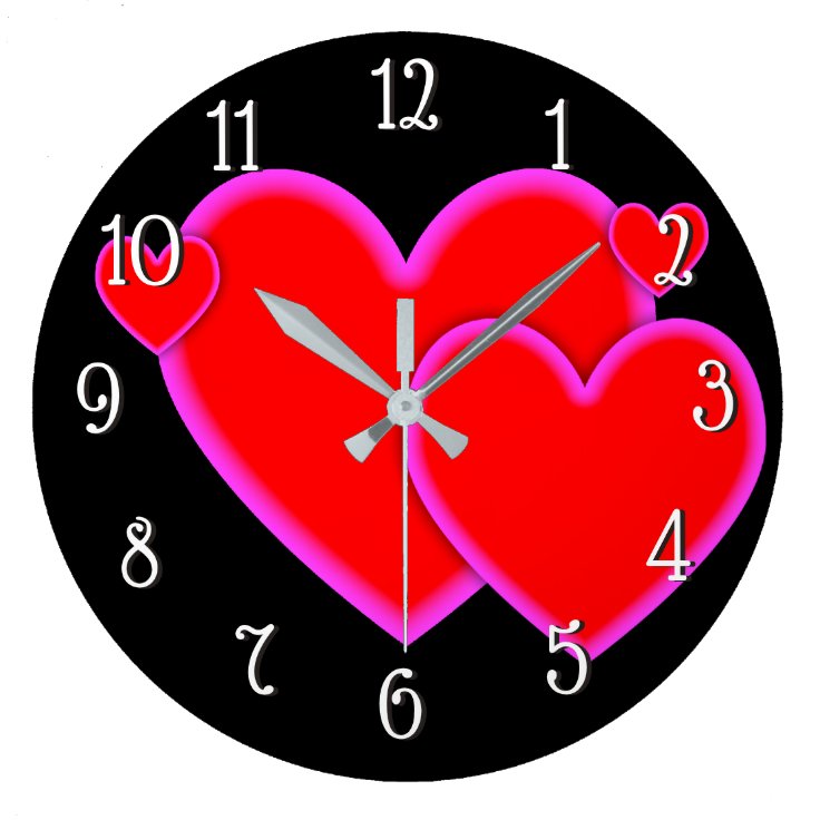 Love Hearts Red Pink Custom Background Large Clock | Zazzle