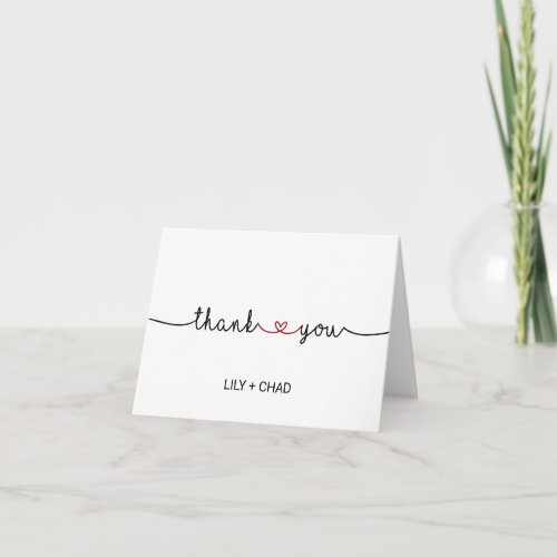 Love Hearts  Red Thank You Card