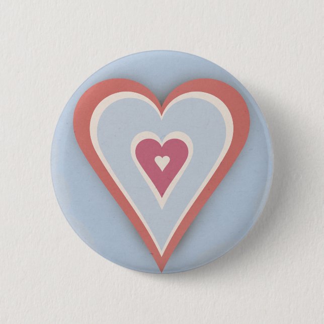 Love hearts - red white and blue pinback button (Front)