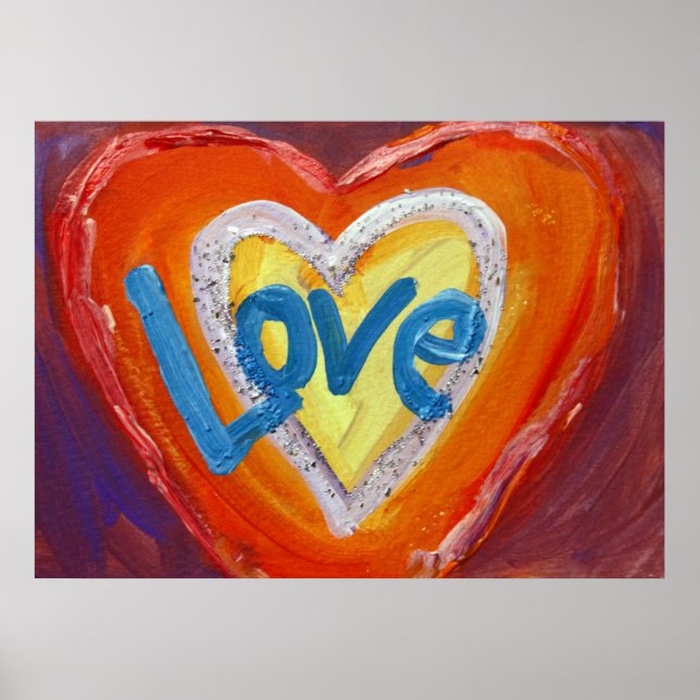 Love Hearts Ripple Art Painting Poster Print (Front)