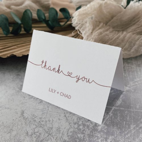 Love Hearts Rose Gold Thank You Card