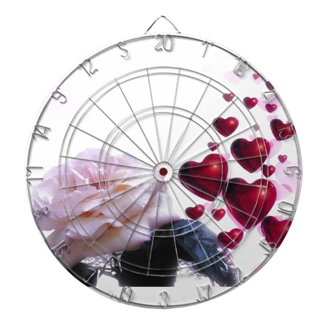 Love Hearts Roses Blossom Flower Destiny Nature Dart Board (Front)