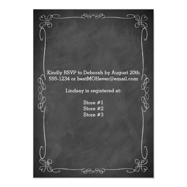 Love Hearts, Scrolls Chalkboard Bridal Shower Invitation