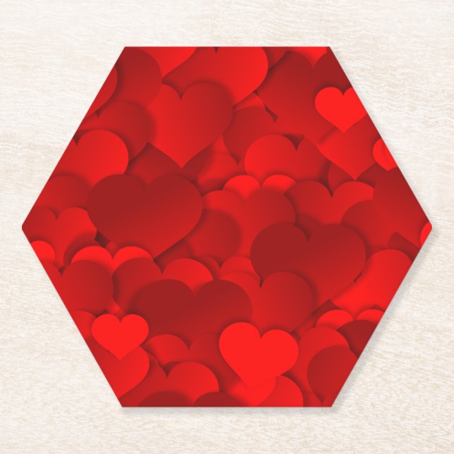 Love Hearts Texture Red Pattern-19909 Paper Coaste Paper Coaster (Front)