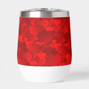 Love Hearts Texture Red Pattern-19909 Thermal Wine Tumbler
