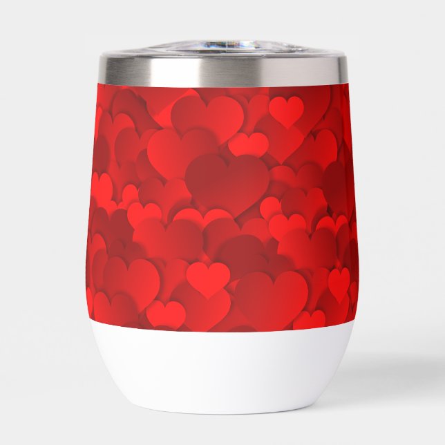 Love Hearts Texture Red Pattern-19909 Thermal Wine Tumbler (Front)