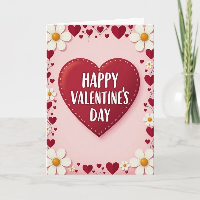 Love Hearts Valentine Day Card (Front)