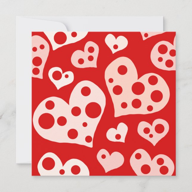 LOVE Hearts Valentine Designer Square Note Card (Front)