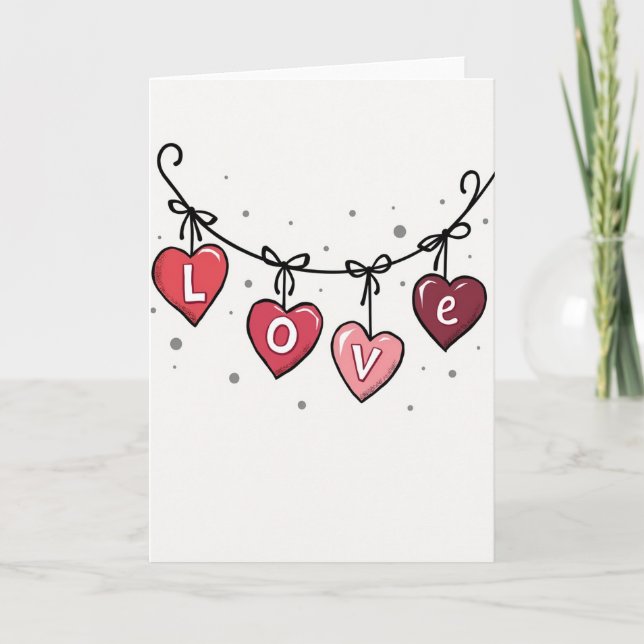 Love Hearts Valentine Greeting Card (Front)