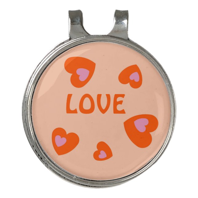 LOVE HEARTS VALENTINE,  MEN, BOYFRIEND CASUAL GIFT GOLF HAT CLIP (Front)