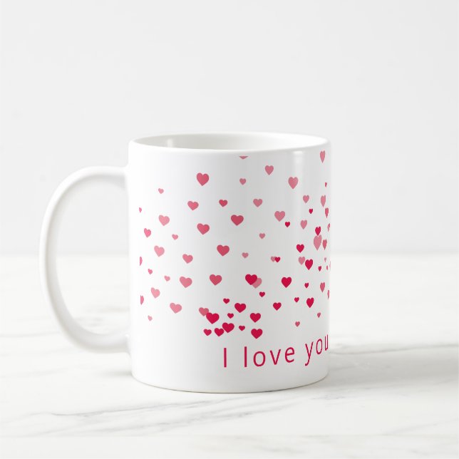 Love Hearts Valentine Personalized Custom Coffee Mug (Left)