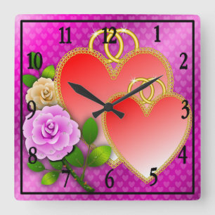 Love Hearts Valentine's Day-20362 Square Wall Clock