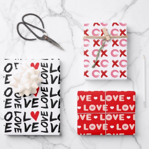 Love  Hearts Valentines DayBirthdayAnniversary Wrapping Paper Sheets