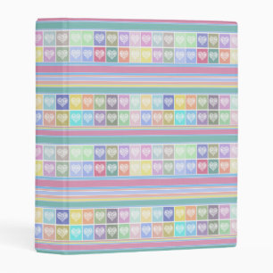 Love hearts Valentines Day design pastel colors cu Mini Binder