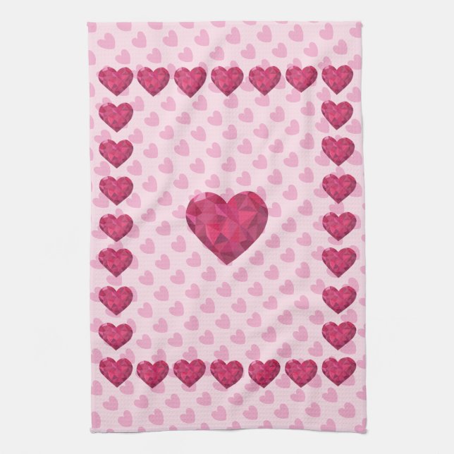 Love Hearts Valentine's Decor Kitchen Towel (Vertical)