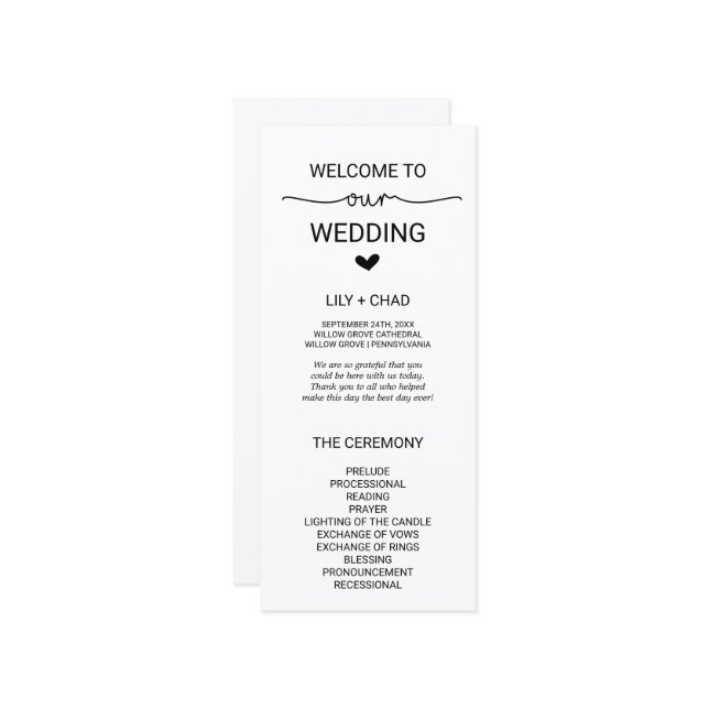 Love Hearts Wedding Program (Front/Back In Situ)