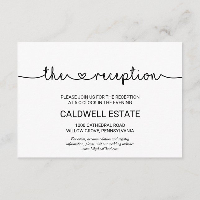 Love Hearts Wedding Reception Enclosure Card (Front)