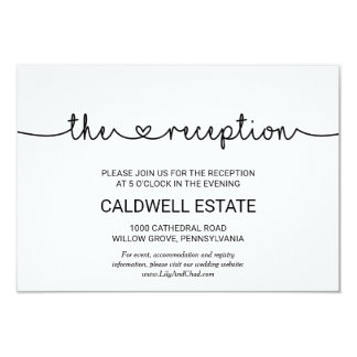 Love Hearts Wedding Reception Insert Invitation