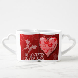 Love Hearts Wedding Shower Peace Sunset Coffee Mug Set