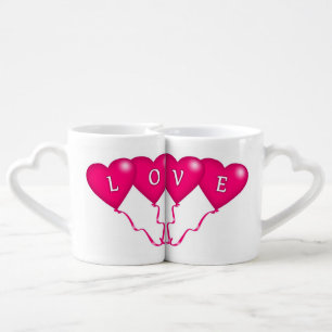 Love Hearts Wedding Shower Peace Sunset Coffee Mug Set