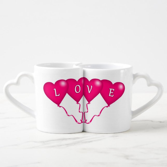 Love Hearts Wedding Shower Peace Sunset Coffee Mug Set (Back Nesting)