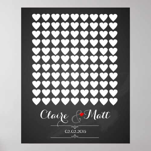 love hearts wedding signing guest book