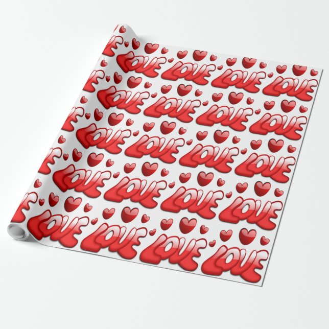 LOVE HEARTS WRAPPING PAPER (Unrolled)