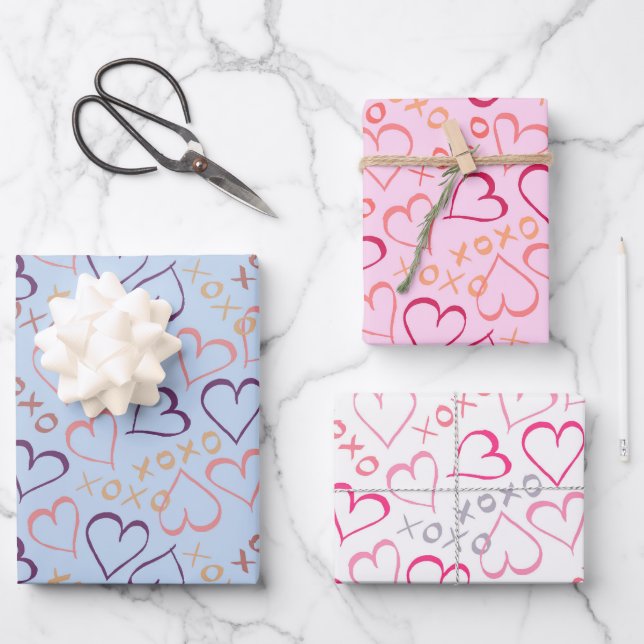 Love Hearts, XOXO  Wrapping Paper Sheets (Front)
