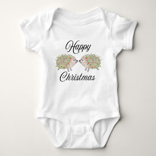 Love Hedghogs Christmas Baby Bodysuit (Front)