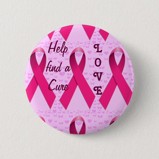 Love & Help-Breast Cancer Awareness_ Pinback Button (Front)