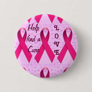 Love & Help-Breast Cancer Awareness_ Pinback Button
