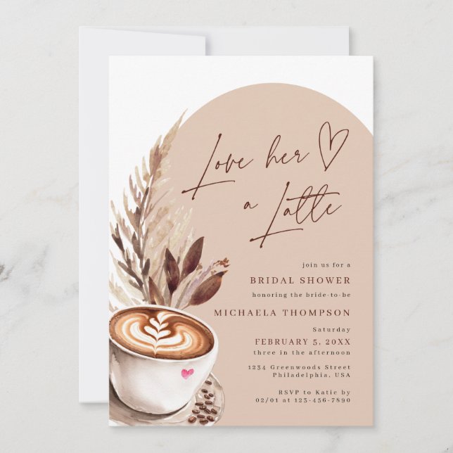 Love her a Latte Coffee Bridal Shower Invitation (Front)