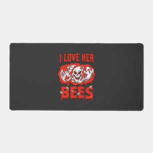 Love Her Bees Skull Ghost Bat Blood Drip Desk Mat