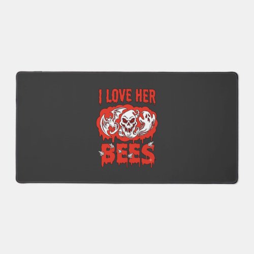 Love Her Bees Skull Ghost Bat Blood Drip Desk Mat