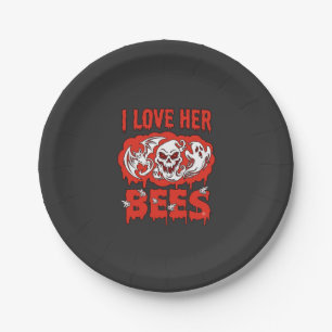 Love Her Bees Skull Ghost Bat Blood Drip Paper Plates
