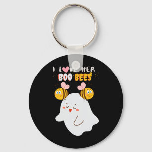 Love Her Boo Bees Funny Halloween Couple Husband B Keychain