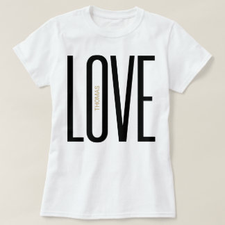 Love High Letters Monogram White Gold Clean Design T-Shirt