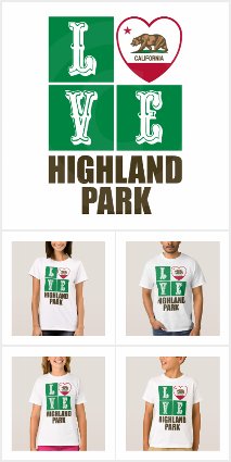 Love Highland Park California State Flag Heart