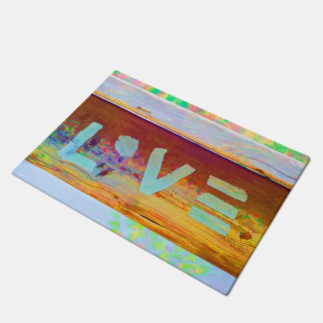 Love Hippie Bohemian Boho Doormat (Angled)