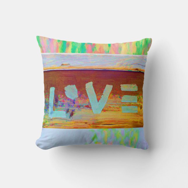 Love Hippie Bohemian Boho Throw Pillow (Front)