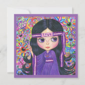 Love Hippie Girl Flower Child Peace Sign (Front)