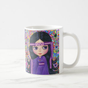 Love Hippie Girl Flower Child Peace Sign Coffee Mug