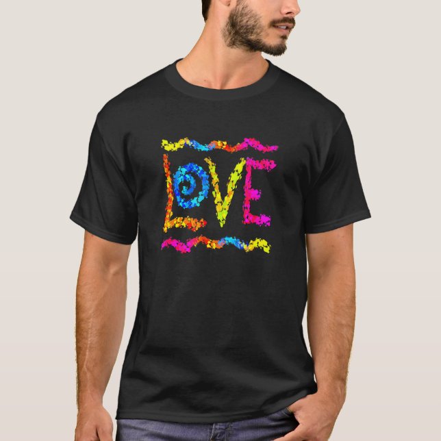 Love Hippie Groovy Rainbow Graffiti Spray Paint La T-Shirt (Front)