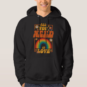 Love Hippie Peace Sign 60s 70s Groovy Retro Vintag Hoodie