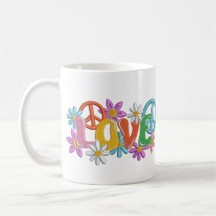 Love Hippie Peace Sign Flower Power Coffee Mug